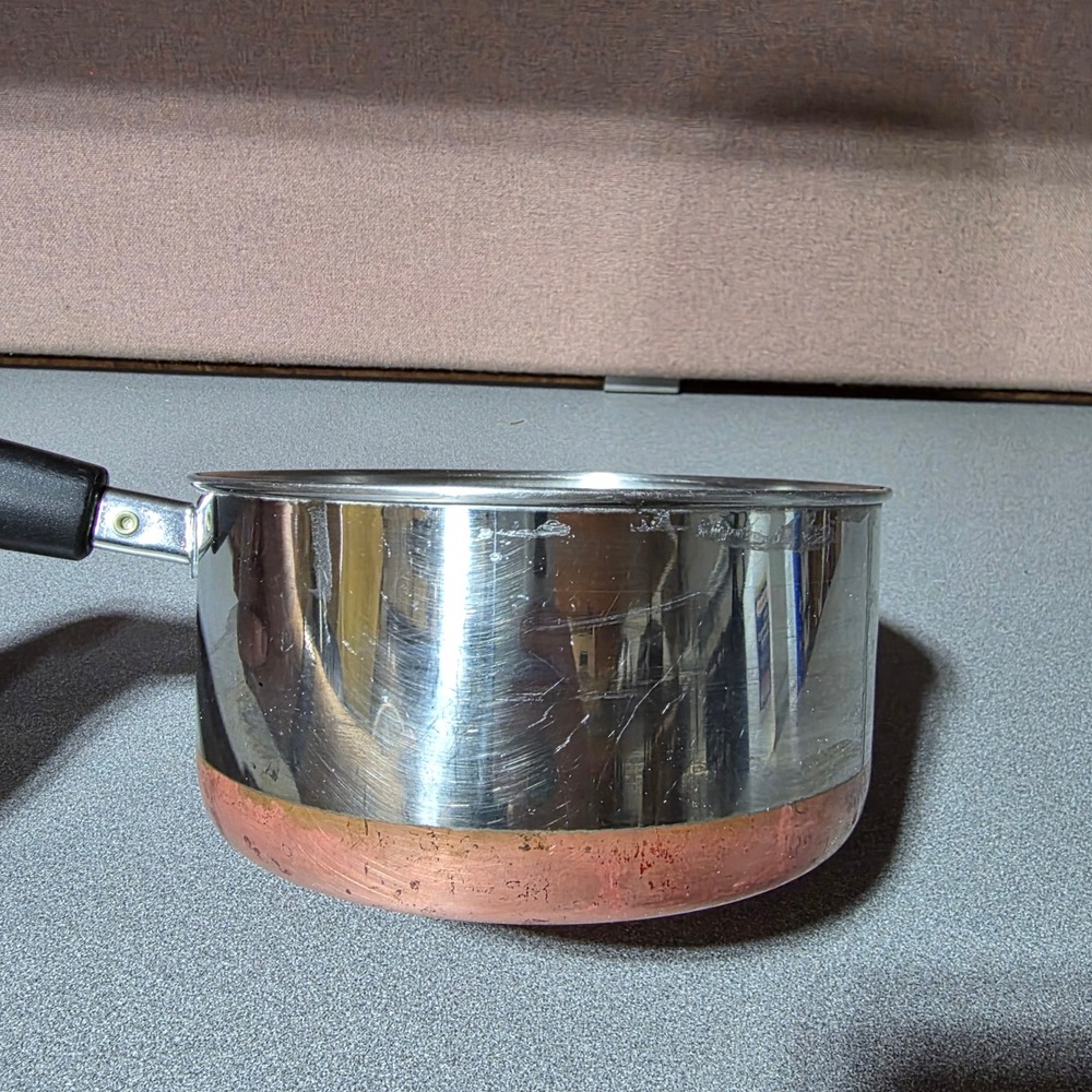 Revere Ware Saucepan 2 Qt Silver Copper Good Stainless Steel Copper Clad 00-g
